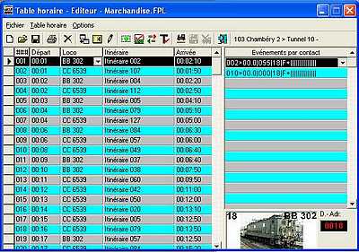 Table horaire